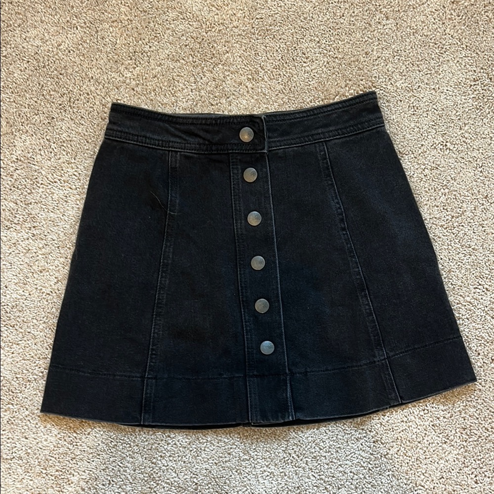 Madewell Black Denim A-Line Mini Skirt Casual